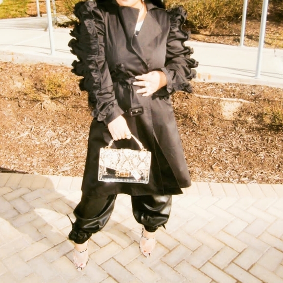 Ruffled Sleeve Trenchcoat - Picture 3 of 6